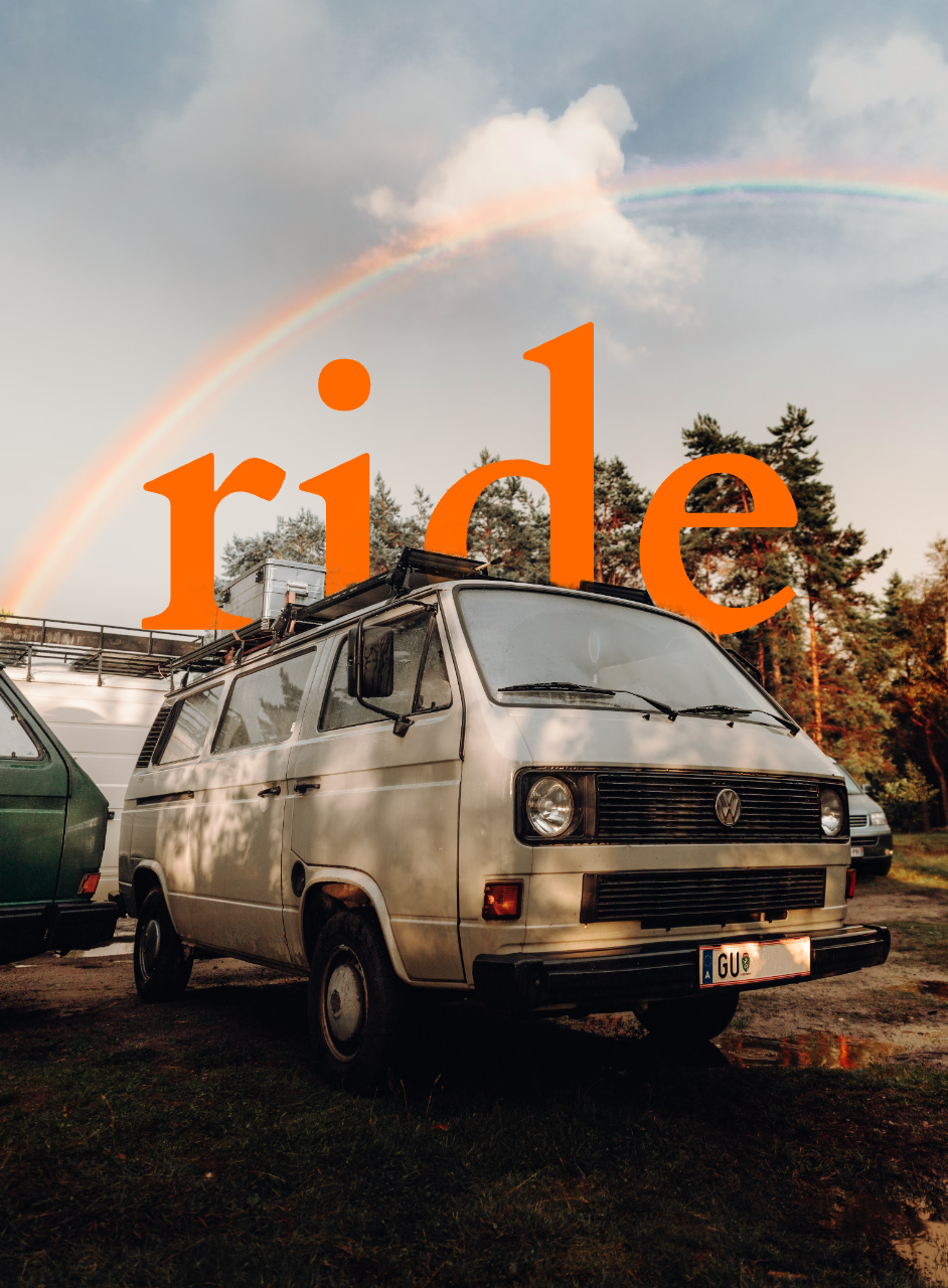 Text behind van